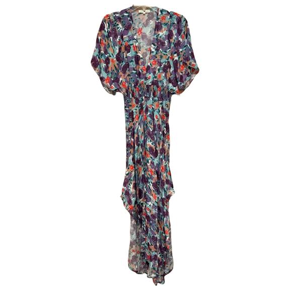 Nightcap Clothing Plum Rose Asymmetrical Skirt Kimono Maxi Dress Size M Coquette - Picture 3 of 15